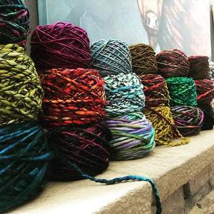 Yarn Cakes in Malabrigo Caracol and Rasta, merino wool waiting to be knit into something wonderful