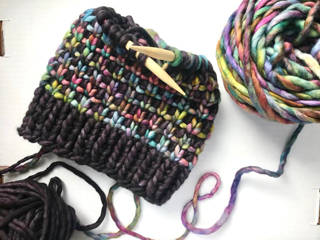 unraveled handknits rasta yarn malabrigo hat knit, one of a kind, bulky yarn