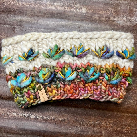 UnraveledHandknits.MirrorPondHeadband.knit.Malabrigo.Rasta.Diana.boomerang